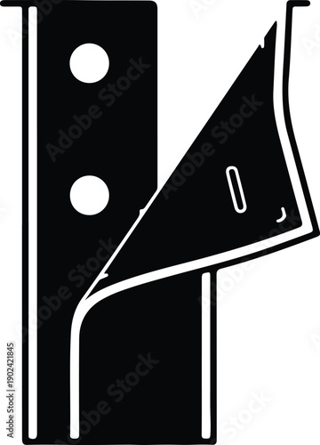 silhouette fabric strap fastener peeling open minimal flat line icon vector design