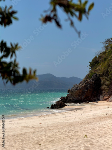 Phillipines white sand beach with crystal blue water