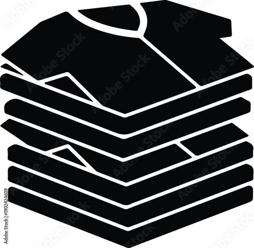 silhouette stack of folded t-shirts laundry clothing apparel vector design