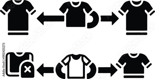 silhouette t-shirt design customization production process workflow icon vector design