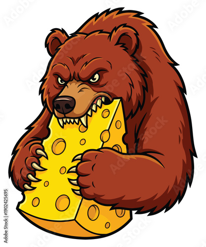 War With Cheese Grater A Funny Bear illustration T-shirt Design