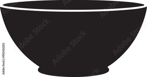 Black bowl with white interior outline white outline