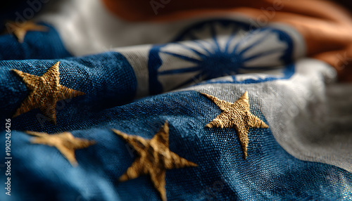 Flags of India and the EU as symbols of cooperation and free trade agreements