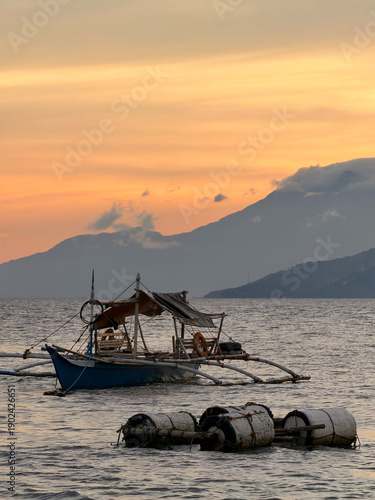 Phillipines sunset landcape boat mountains
