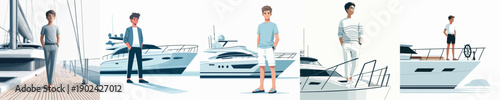 Vector Illustration of a Boy Standing on a Boat