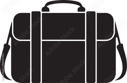 Black briefcase with shoulder strap and handle white