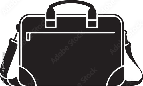 Black briefcase with shoulder strap and handle white