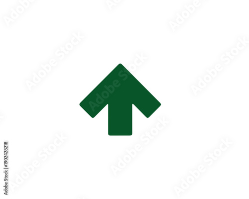 Zielona strzałka skierowana w górę na białym tle, symbol postępu i wzrostu, przezroczysty element graficzny.