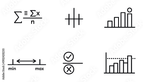 Statistical symbols and graphs on gradient background