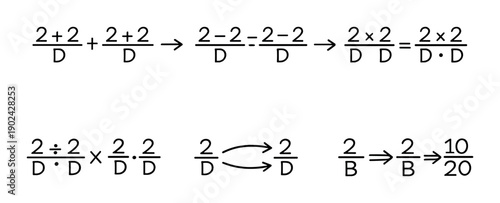 Mathematical equations with division and multiplication symbols