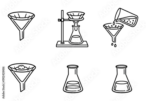 Laboratory equipment: funnels and flasks for experimentation