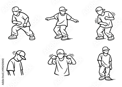 Cartoon characters performing hip hop dance moves in various poses