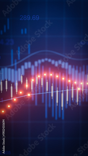 Trend analysis of financial data with candlestick chart during trading hours in a digital environment