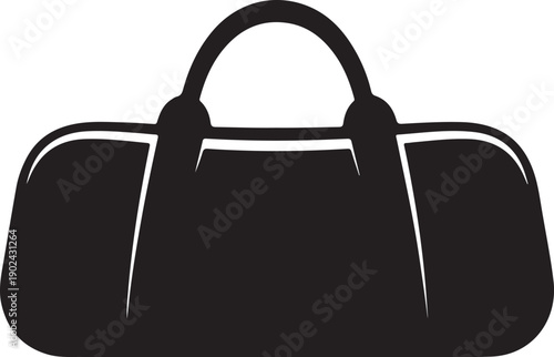 Black duffel bag with white outline luggage travel