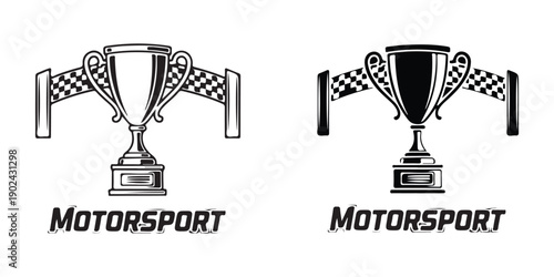 Two trophy icons with the word motorsport underneath each trophy.