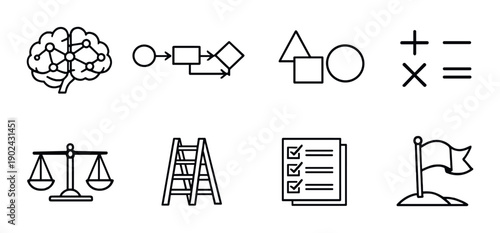 Artificial intelligence and data flowchart symbols on metallic background