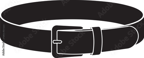 Black leather belt with silver buckle
