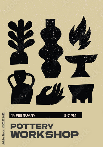 Poster design with different pottery ceramic shapes.