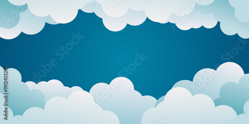 Blue paper art style cloud background.