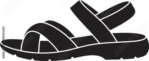 Black outline of a sandal on white background footwear