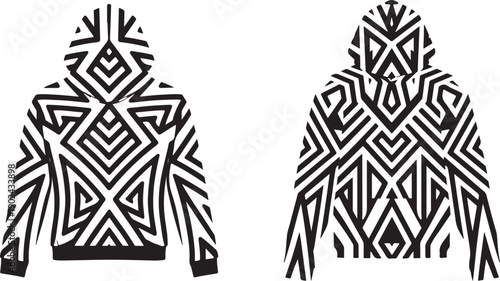 Black and white geometric pattern sweaters and hoodie abstract