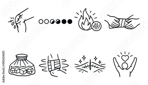 Hand-drawn campfire preparation and cooking instructions on dark background