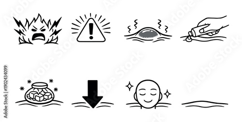 Emoji sequence illustrating steps of pimple popping process