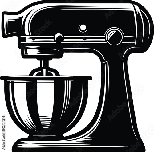 Retro stand mixer illustration vintage kitchen appliance vector art for baking and cooking themes isolated on white background