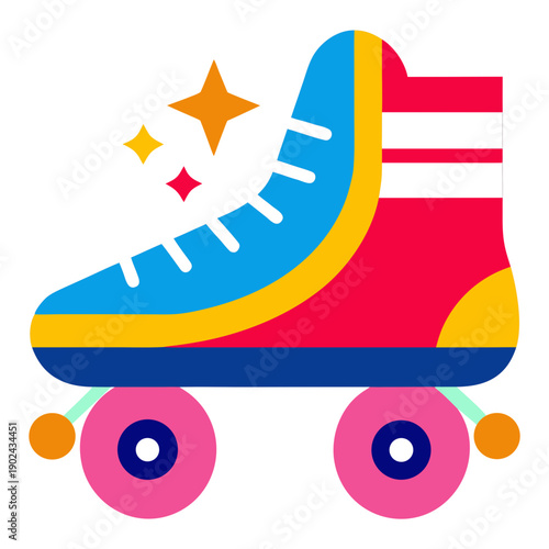 Vibrant roller skate with stars