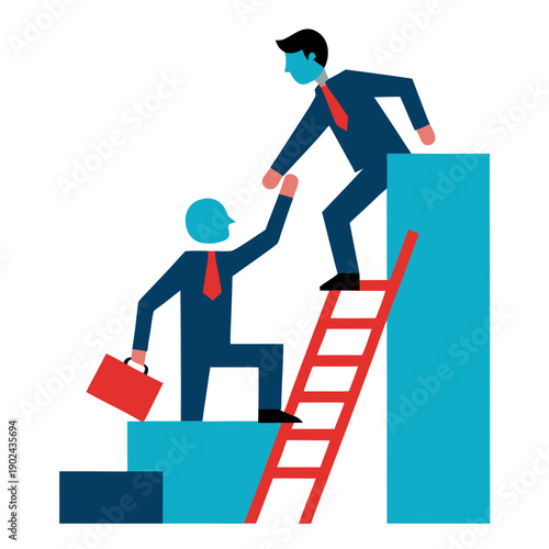 Business success ladder - helping hand