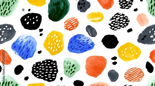 Colorful handmade clay beads texture seamless pattern background for craft jewelry design and fashion accessories