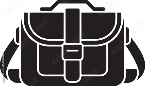 Black silhouette of a messenger bag with strap satchel