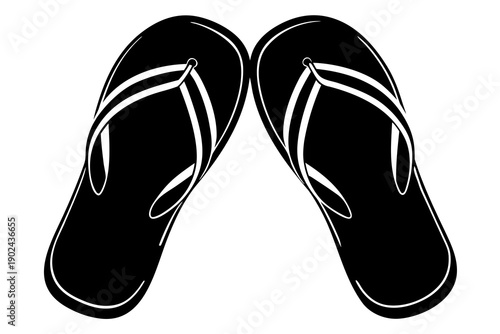 Casual Flip Flops Silhouette Vector Illustration, Vacation Footwear Design