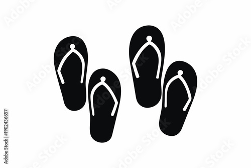 Flip flops icon silhouette vector illustration isolated on white background