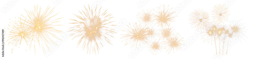 Naklejka premium PNG Vibrant festive fireworks display, element set on transparent background