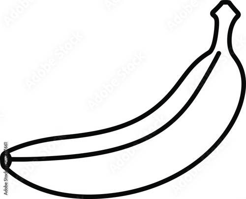A simple line drawing of a banana on a white background.