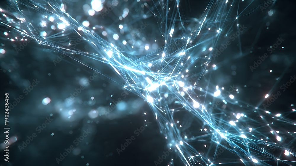 Obraz premium Abstract Digital Network Connection with Glowing Lines and Particles