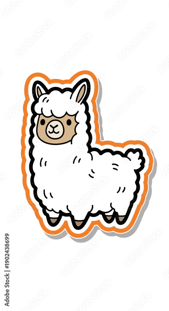 Fototapeta premium Illustration of a Cute Cartoon Alpaca, Fun Animal Design, Creative Artwork, Playful Environment, Whimsical Style