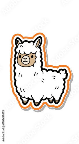 Illustration of a Cute Cartoon Alpaca, Fun Animal Design, Creative Artwork, Playful Environment, Whimsical Style