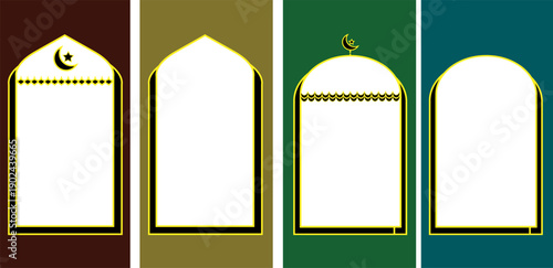 Ramadan themed golden window vector illustration