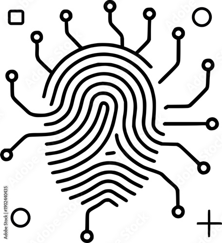 Biometric Fingerprint Scan Security Line Icon Vector