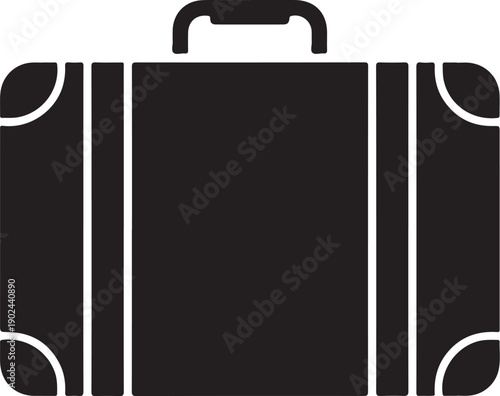 Black suitcase with handle and straps luggage travel