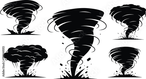 Black and white of various tornadoes storm storms weather