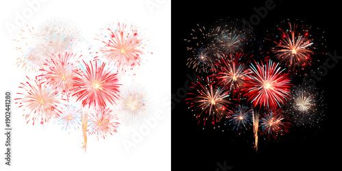 Принти на полотні Colorful patriotic firework display on transparent background for independence d