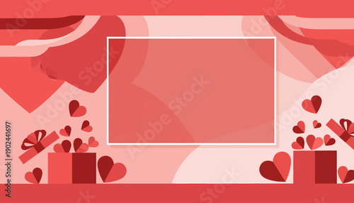 Celebrating Love with Gifts and Hearts on Valentine's Day Scene Illustration