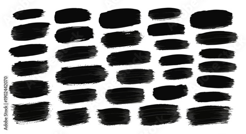 Set of 30 Black Brush Strokes for Artistic Background Design