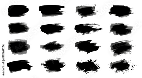 20 Black Ink Brush Strokes and Splatters for Design