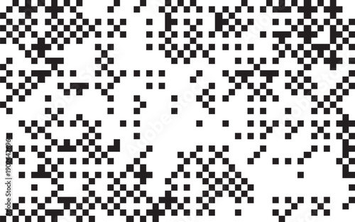 Abstract white background with random black pixels and noise digital glitch effect