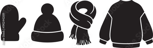 Knitting Yarn Ball and Needles Silhouette Set