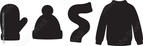 Knitting Yarn Ball and Needles Silhouette Set